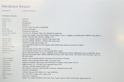Lenovo ThinkPad X1 Carbon Laptop i7 6600U 2.60GHZ 14" FHD 8GB 256GB Windows 11 - Picture 2 of 10