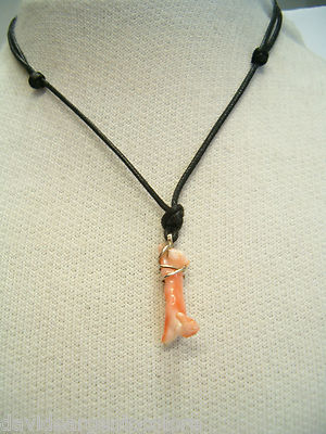 Sterling SILVER 925 Natural Pink CORAL Branch Pendant Necklace Cozzi Gioielli