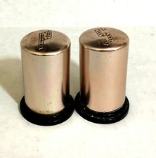 Set Mid Century Copper Toned Aluminum Metal Salt & Pepper Shakers Made in USA