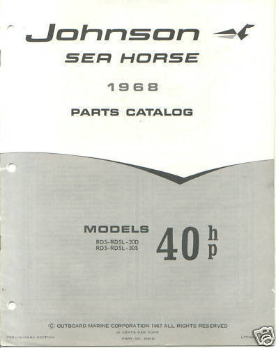 1968 Johnson 40 HP RDS RDSL 30D Outboard Parts Catalog | eBay