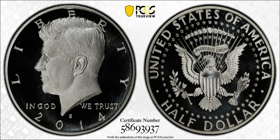 2014-S PCGS MS70DMPL FIRST STRIKE John F Kennedy JFK 50th Enhanced Silver 50C - Image 3 of 3