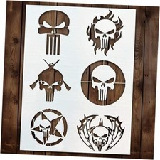 Punisher Stencil  Reusable Halloween Horror Skull Face Paint Gothic Graffiti