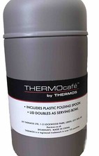Image of Thermos Thermocafe Insulated Food Flask & Spoon/400ml/Stainless Steel/Cold & Hot