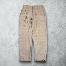 Vintage 50s Gabardine Rayon Pleated Trouser Pants Plaid Sz 31x30 USA Distressed