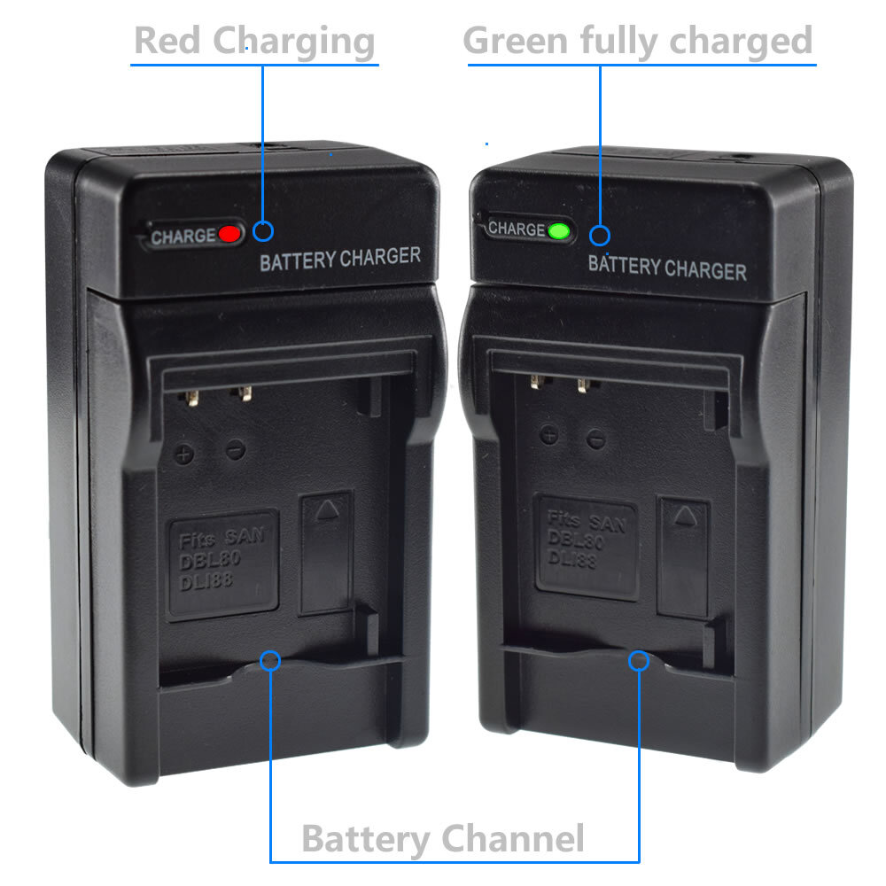 2 Battery + Charger for D-Li88 Panasonic VW-VBX070 Sanyo DB-L80