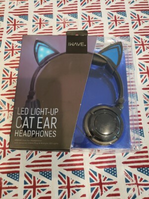 iWave LED Light-Up Cat Ear Headphones Blue NIB