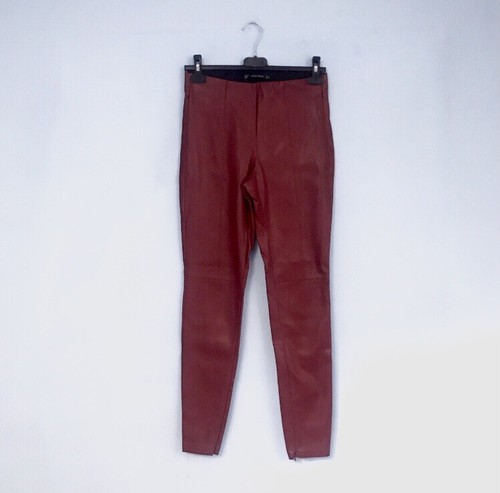 Zara Pantaloni Leggings Ecopelle Borgogna Rosso Bordeaux | eBay