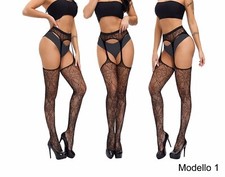 Sexy collant giarrettiera aperti a rete