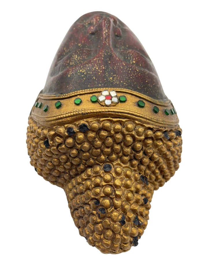 Buda Tailandés Madera Dura Madera Maciza Tallada Cara Cabeza Colgante Pared Negro Dorado 8" Foto 3 de 4