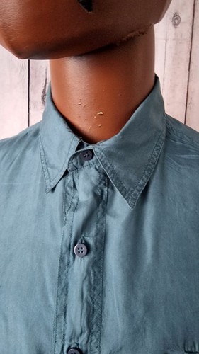 Anyway Vintage Silk Shirt -Medium- Green Floaty 1990s Baggy Fit CS68 - Picture 5 of 13