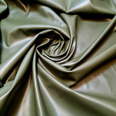 Khaki Grün Leder Optik Matt PVC Spandex Latex Stretch Kleid/Handwerk Stoff 58'' 