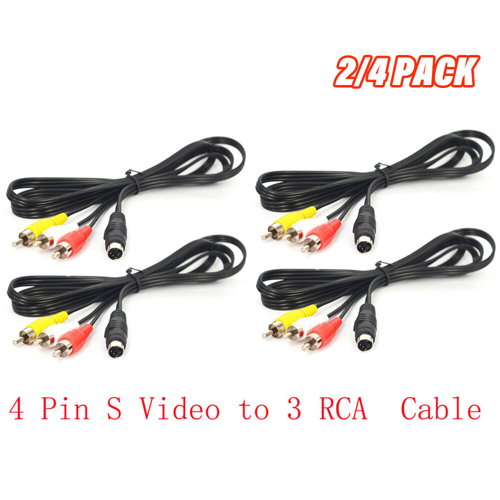 2/4Pack 3 RCA S-Video Cable Male To Male For Monitor VCR PC TV