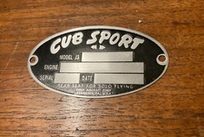 Piper J3 Cub Sport Data Plate, Lock Haven, The Early Years! Piper J3 Cub Sport Data Plate, Lock Haven, The Early Years!