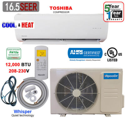 ApooDr ASF16-12H220V1B 12000 BTU Mini Split Inverter Ductless Air  Conditioner - White for sale online | eBay