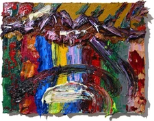 LANDSCAPE OIL█PAINTING█IMPRESSIONIST OUTSIDER█ART█SIGNED ABSTRACT ORIGINAL█DECO