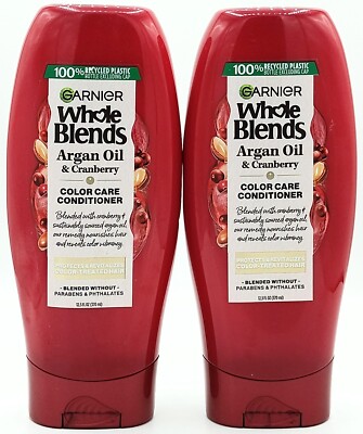 Garnier Whole Blends ColorCare Conditioner 12.5 oz Argan Oil/Cranberry Lot of 2