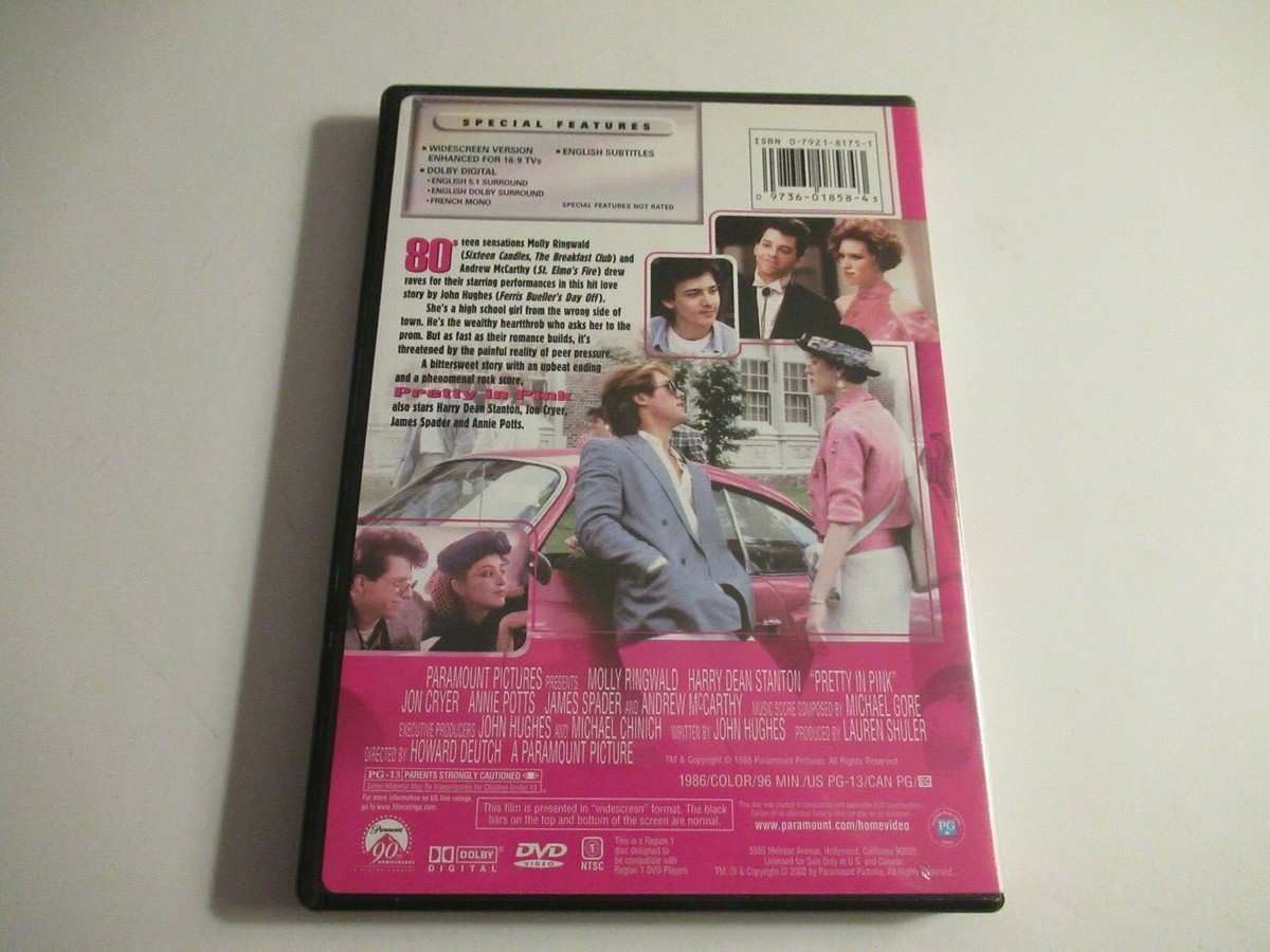 Pretty in Pink (DVD, 1986) Molly Ringwald, Jon Cryer, James Spader