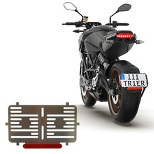 Rahmenlos Edelstahl 0,8 mm dick Kennzeichenhalter 240 x 130 mm Mit Reflektor ROT