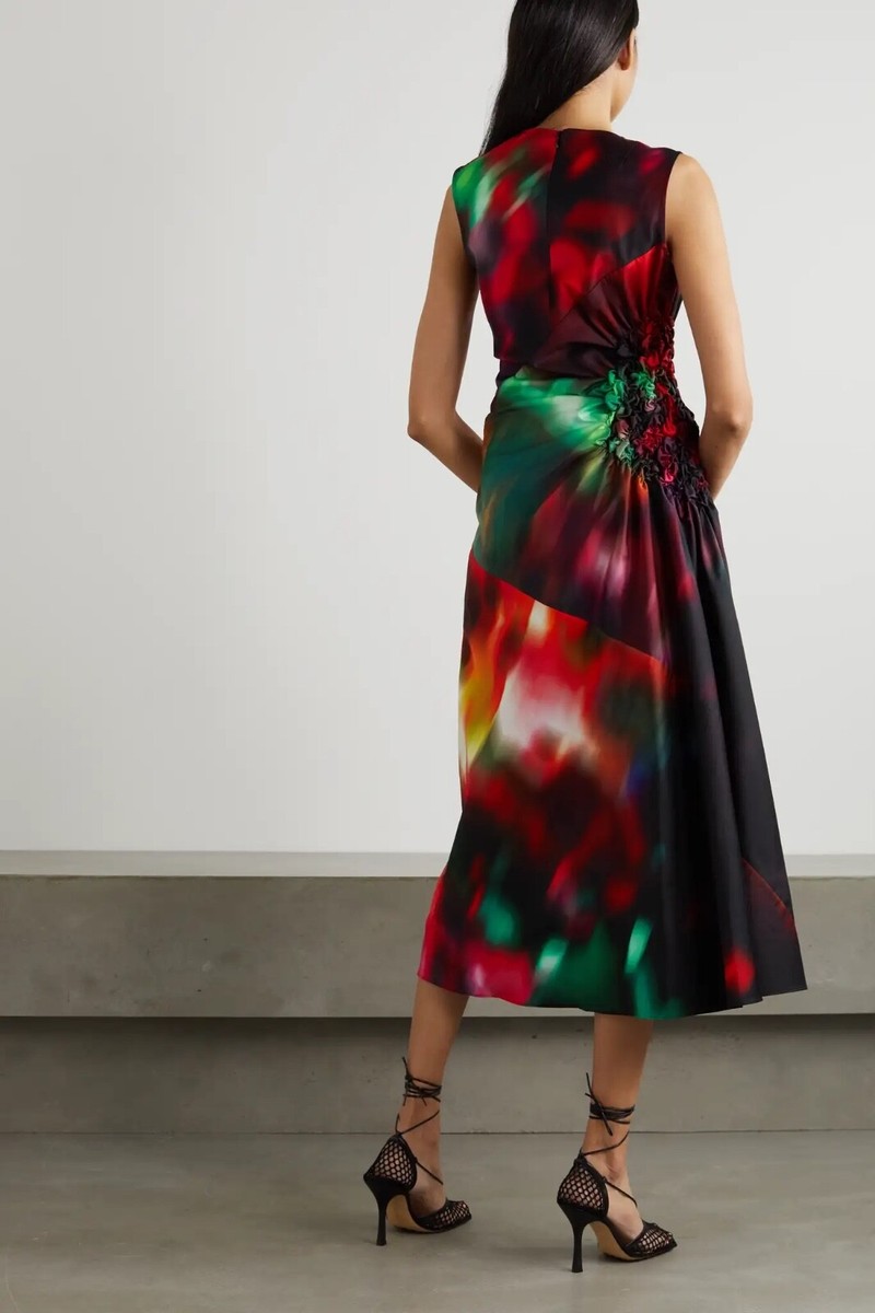 【関税&送料込】Dries Van Noten Dress Dries Van Noten Ruched Printed Cotton-Poplin Midi Dress | eBay