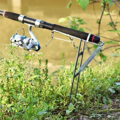 Bank Fishing Rod Holder Automatic Fish Pole Holders Ground Metal Support  Stands | eBay