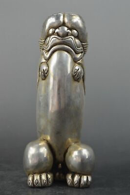 Buy Tibet Silver Man Guard Foo Dog Lion Male Carved Penis God Collect Statue Figure