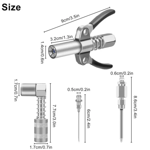 4pcs Grease Gun Fitting Tool Kit 90 Degree Coupler Adapter Needle Tips Dispenser - Picture 9 of 10