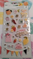 Dear Lizzy 2018 Main Squeeze Puffy Sticker Sheet Stationery -NEW