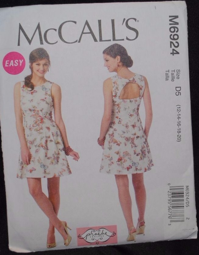 McCalls Pattern M6924 Ms EZ Sleeveless Dress w/Back Detail ~size 12-20 McCalls Pattern M6924 Ms EZ Sleeveless Dress w/Back Detail ~size 12-20