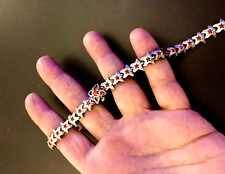 3-Dimensional Star Motif Sterling Silver Bracelet/ Anklet 8.75 - 10.5 Length
