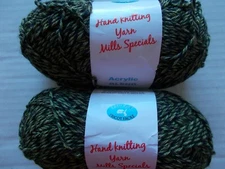 Easy Knit Hand Knitting yarn, Mills Specials, green/black twist, 2 large skeins