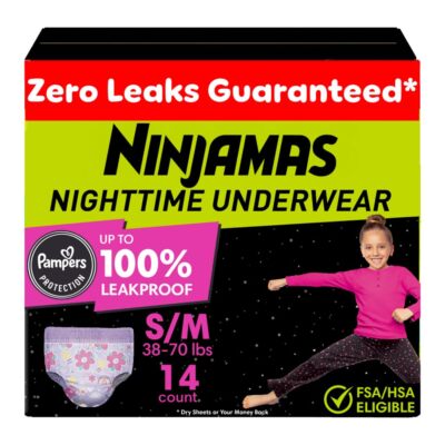 Ninjamas Nighttime Underwear Small Medium Bedwetting Protection 12 Hours