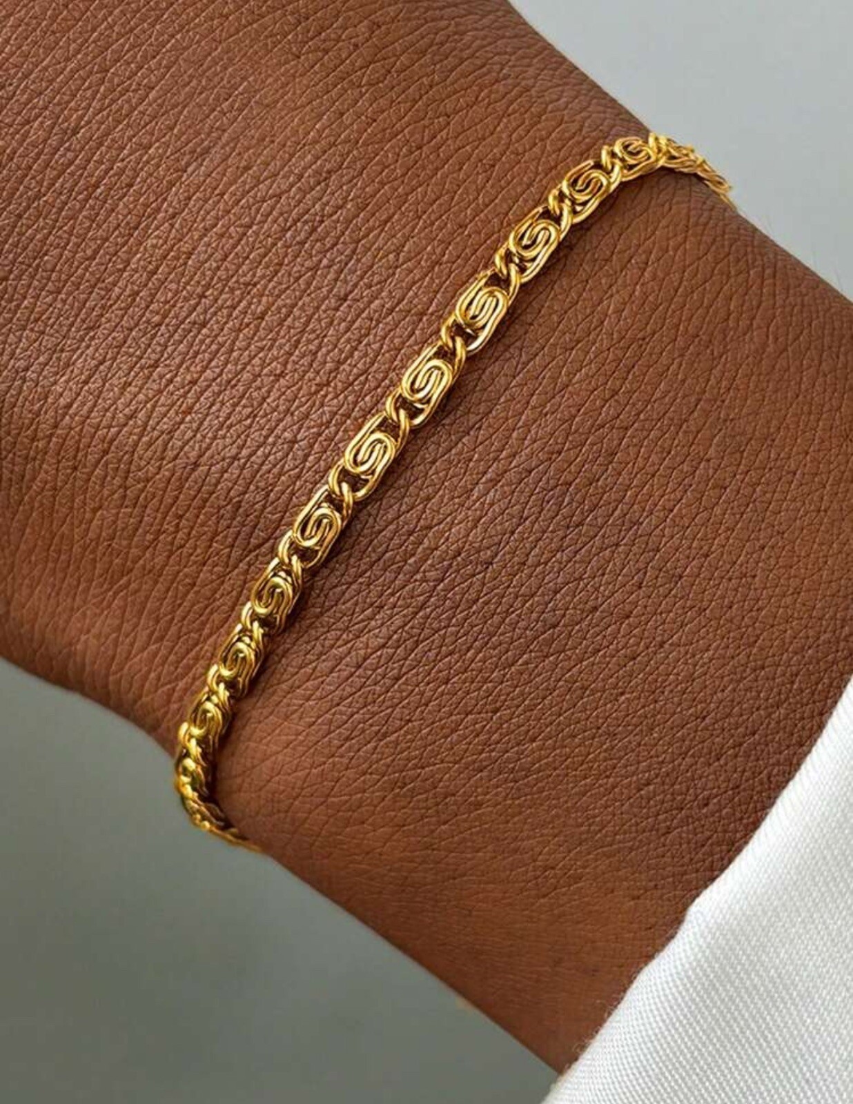 Bracelet femme en acier inoxydable doré à l'or fin jaune chaîne réglable de 15 à 18 cm