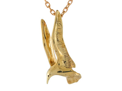 Eleganter schlichter anmutiger fliegender Taube Damenanhänger 10k oder 14k Gelbgold
