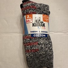Kodiak Boys Thermal Socks Black/Red White Large size 3-9 2 pair pack