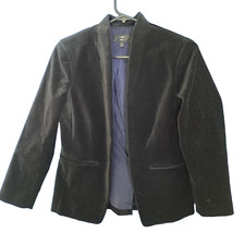 J. Crew 365 BlackVelvet Blazer Size 0 Open Front Dark Academia