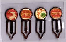 Graphic45 CHRISTMAS TIME 105 Antique Copper 4 Metal Clips HANDMADE