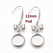 10 pcs. 316 Stainless Steel Silver Tone Earring Dangle Hooks Settings Bezels