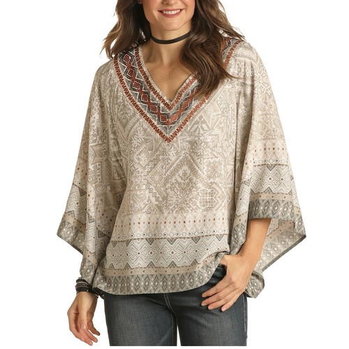 Panhandle Ladies Border Print Off White 