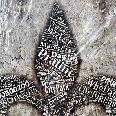 New Orleans Word Cloud Fleur De Lis Aged Parchment 11
