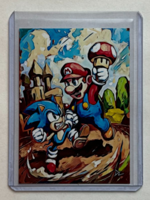 Sonic Vs. Mario Limited Edition Artist Signed ''The Battle'' Trading Card 5/10