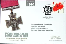 WWI Hero LOFTUS JONES VC Royal Navy HMS Shark 1916-2016 GB Cover (Petersfield)