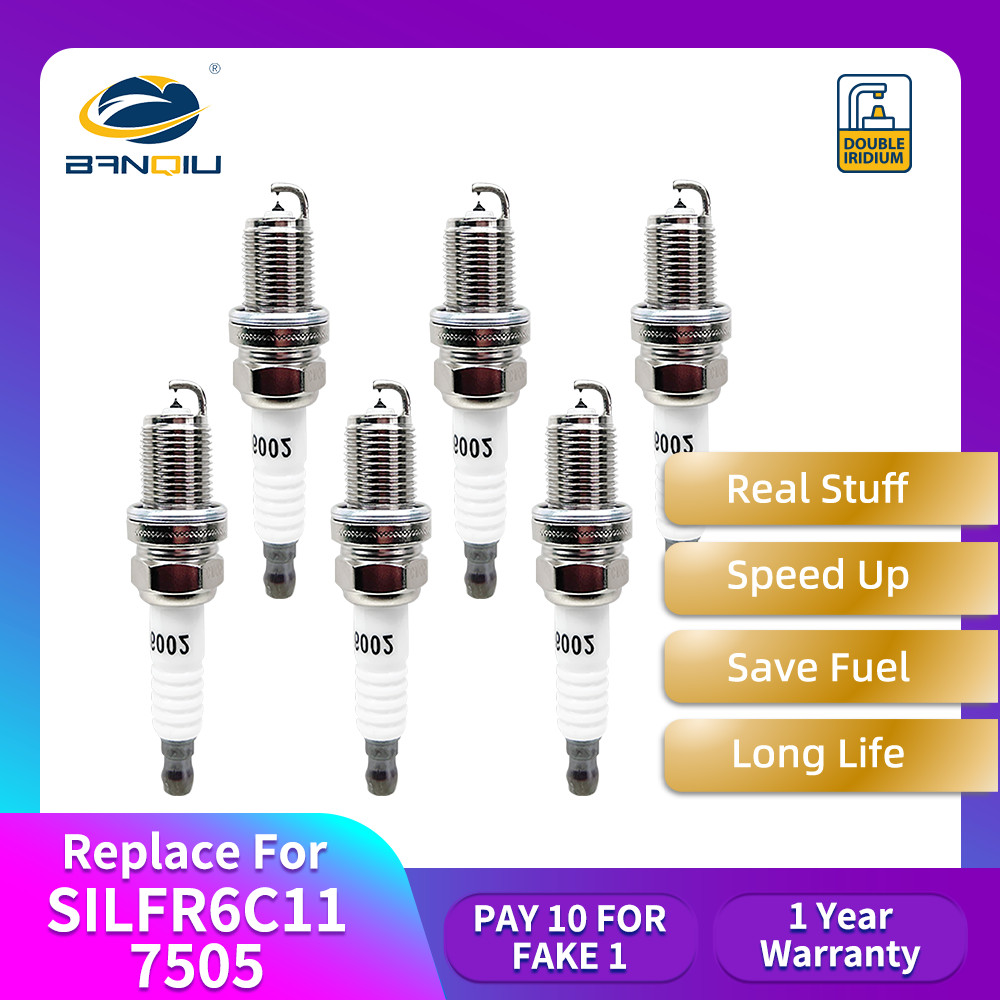 6pc Double-Iridium Spark Plug Replace For NGK SILFR6C11 7505 Longest Life