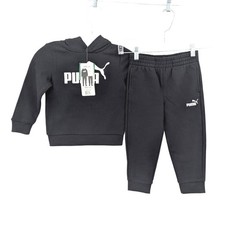 Puma black logo hoodie jogger set youth XXS 3 4 athletic activewear