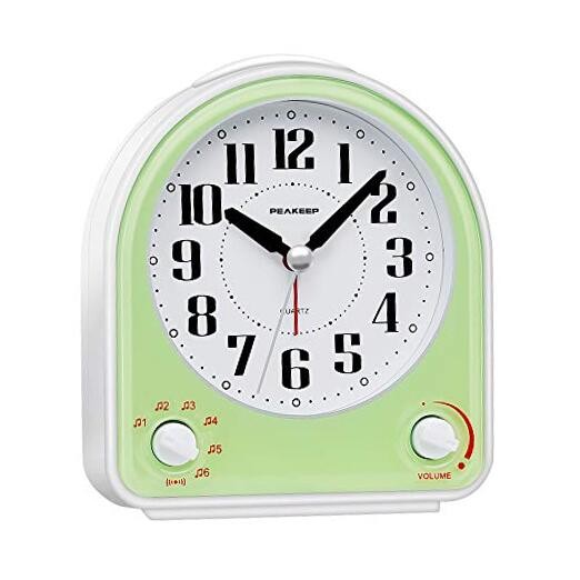 Non-ticking Silent, Optional 7 Wake-up Sounds With Green
