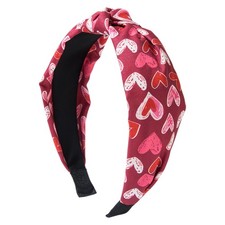 Burgundy Valentines Heart Headband Padded Retro Red Pink Heart Non Slip Decor
