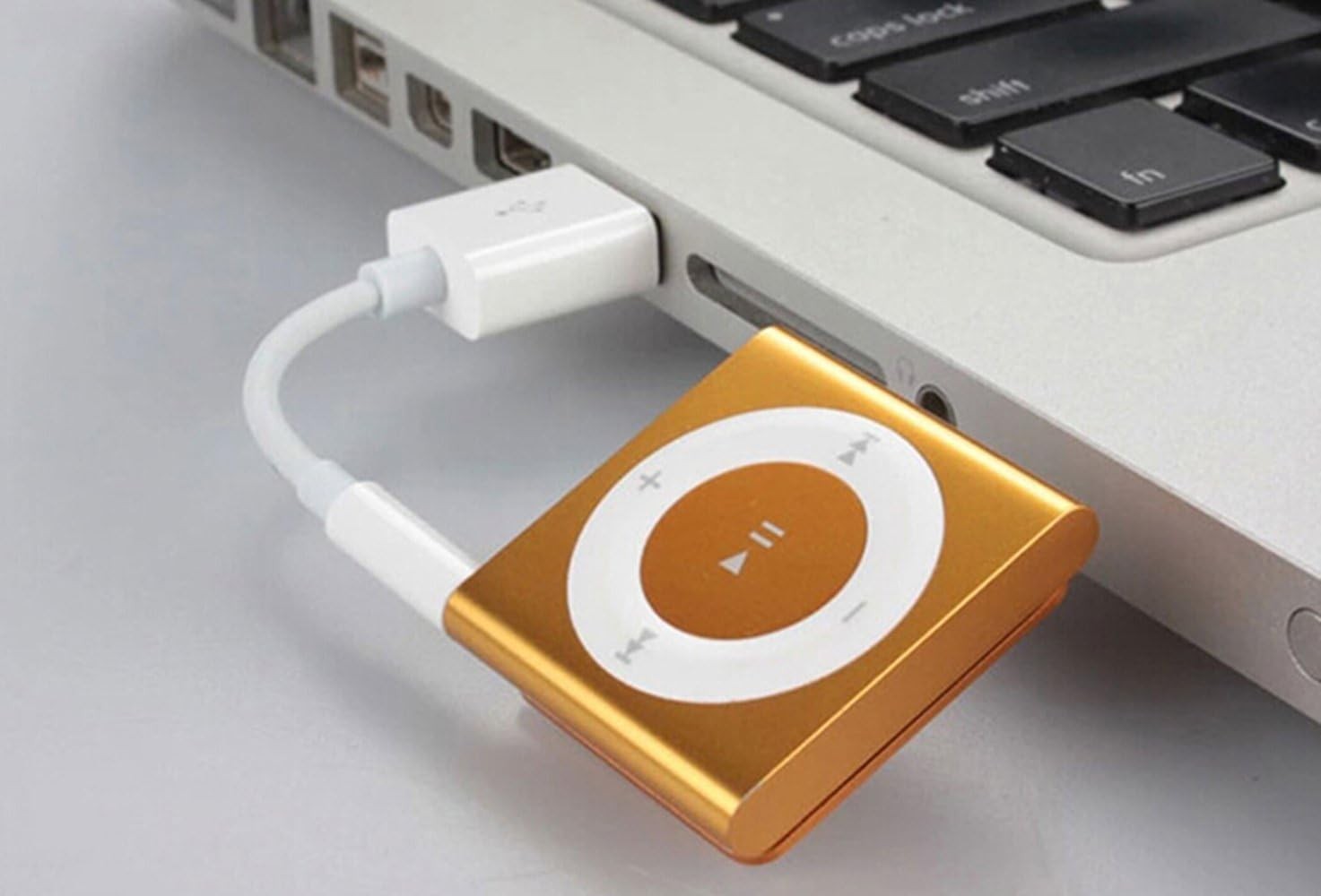 iAbler iPod Shuffle Cable, 2 Pack 3.5mm Jack/Plug to USB Power White 