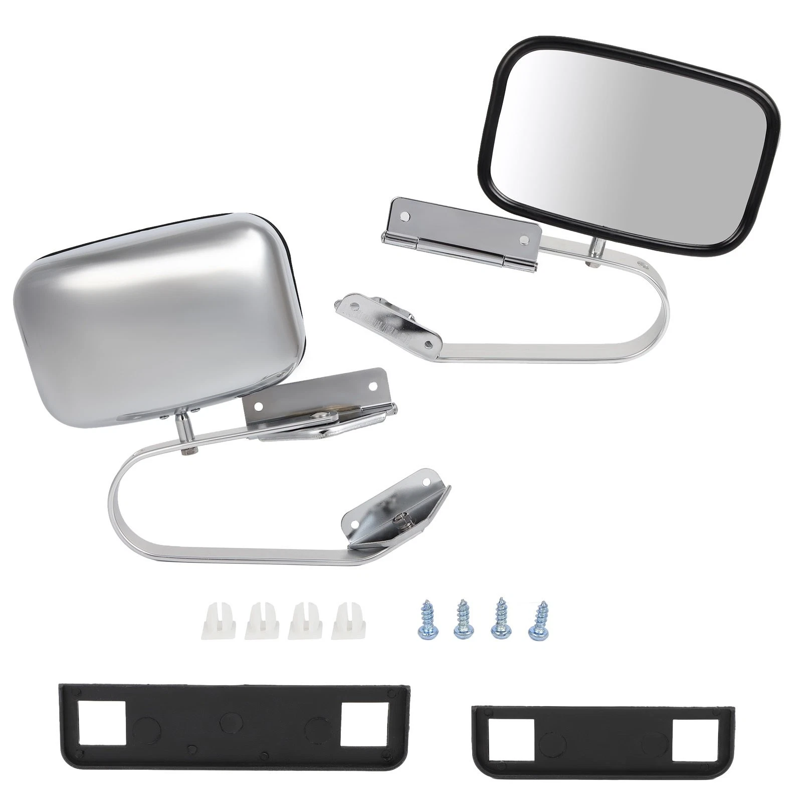 Pair Side View Manual Mirrors For 1980-1996 Ford F-Series Stainless Steel