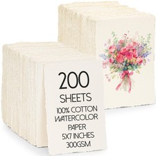 Oleitodh 200 Sheets Cotton Watercolor Paper 5 x 7inch, 140lb/300 GSM Handmade...