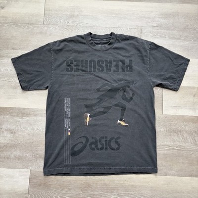 Ascis x Pleasures Running Fish Gel-NYC Tee Shirt Men s Large Washed Gray