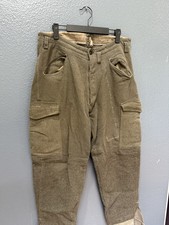 Vintage 60  s Swedish Military Crown Olive Green Cargo Pants Size 33/30